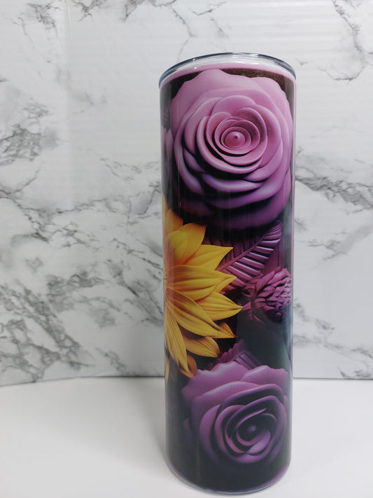 3D Purple & Yellow Flower